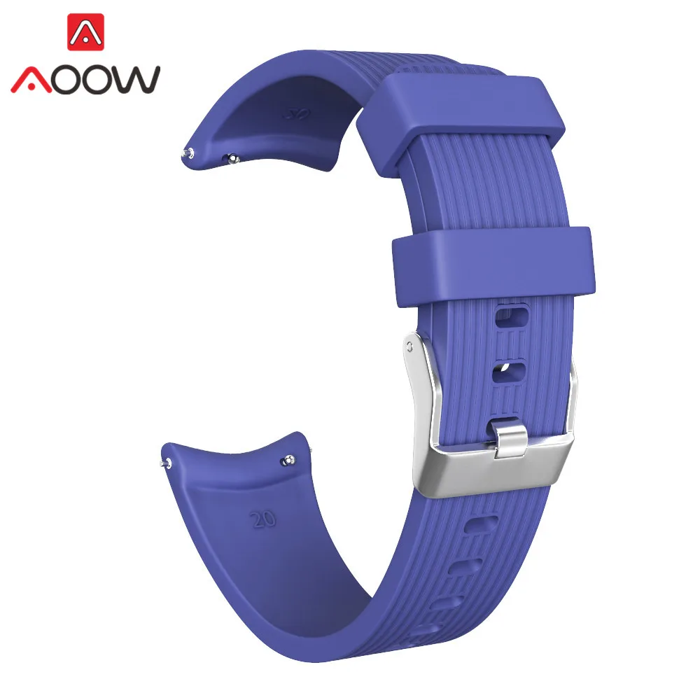20 мм силиконовый ремешок для часов samsung Galaxy Watch Active 42 мм gear S2 SM-R810 SM-R500 полосатый резиновый спортивный браслет - Цвет ремешка: Dark blue