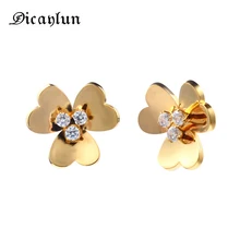 DICAYLUN, ювелирное изделие, аксессуары, цветок, подарочные серьги-гвоздики для женщин, серьги, модное ювелирное изделие, Золотые серьги для женщин, циркон, клевер