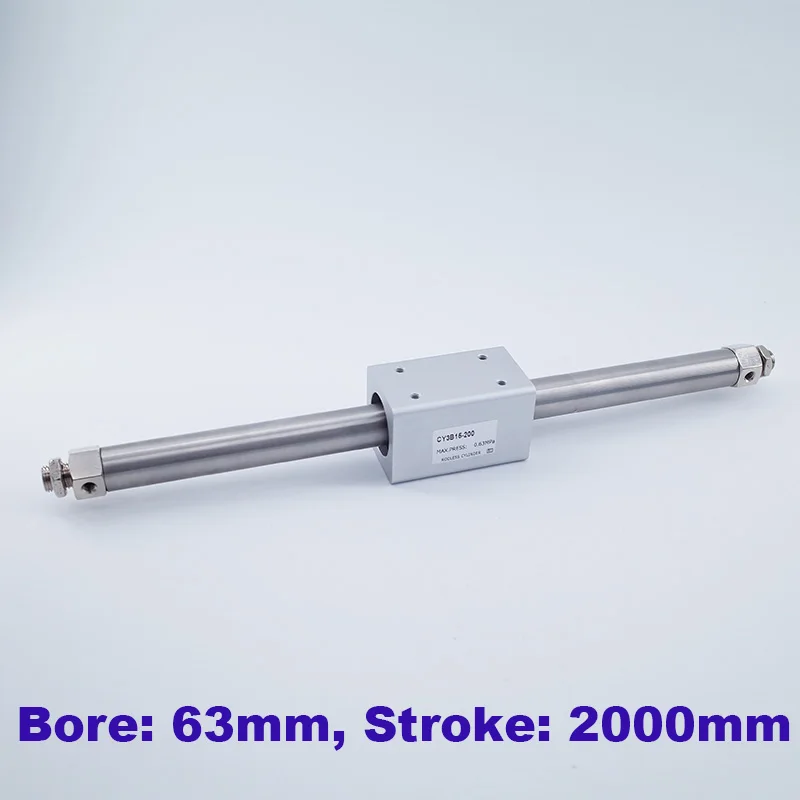 GOGOATC High quality pneumatic rodless cylinder 63mm bore 2000mm stroke