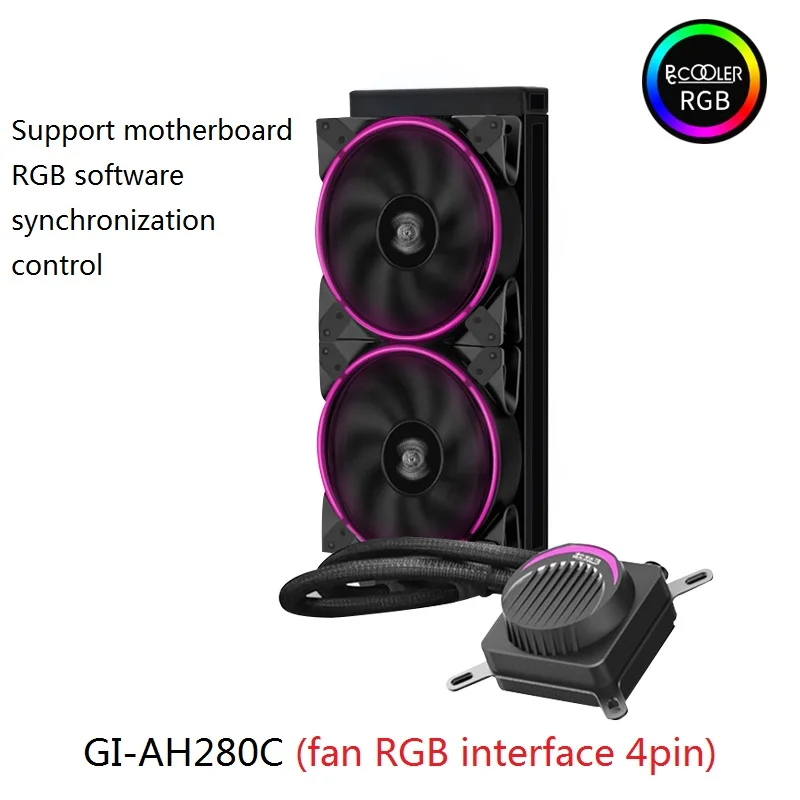 Pccooler GI-AH360C cpu жидкостный охладитель водяного охлаждения 12 см RGB тихий вентилятор для AMD AM4 AM3 intel LGA 2011 2066 1155 1156 cpu Радиатор - Цвет лезвия: GI-AH280C RGB