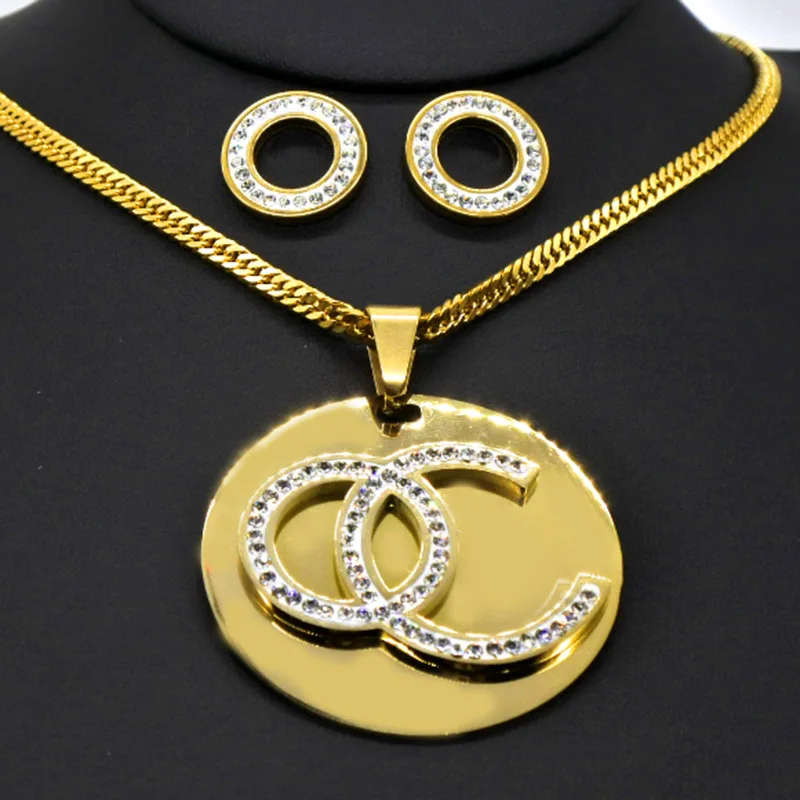 AMUMIU Hot Sale Fashion Women Jewelry Classy Sparking Crystal Necklace Wedding Gold/White Jewelry Set Woman Dress JS086