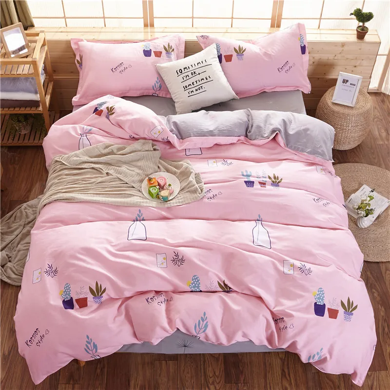 

AB Sides Cartoon Cactus Duvet Cover Sets For Single Double Bed Kids Adults 6 Sizes 100% Cotton Bedding Sets XF641-33