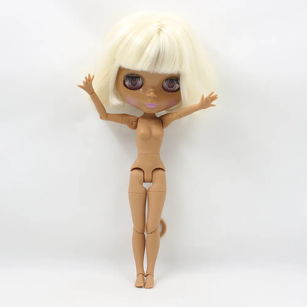 Neo Blythe Doll with Blonde Hair, Dark Skin, Shiny Cute Face & Factory Jointed Body 4