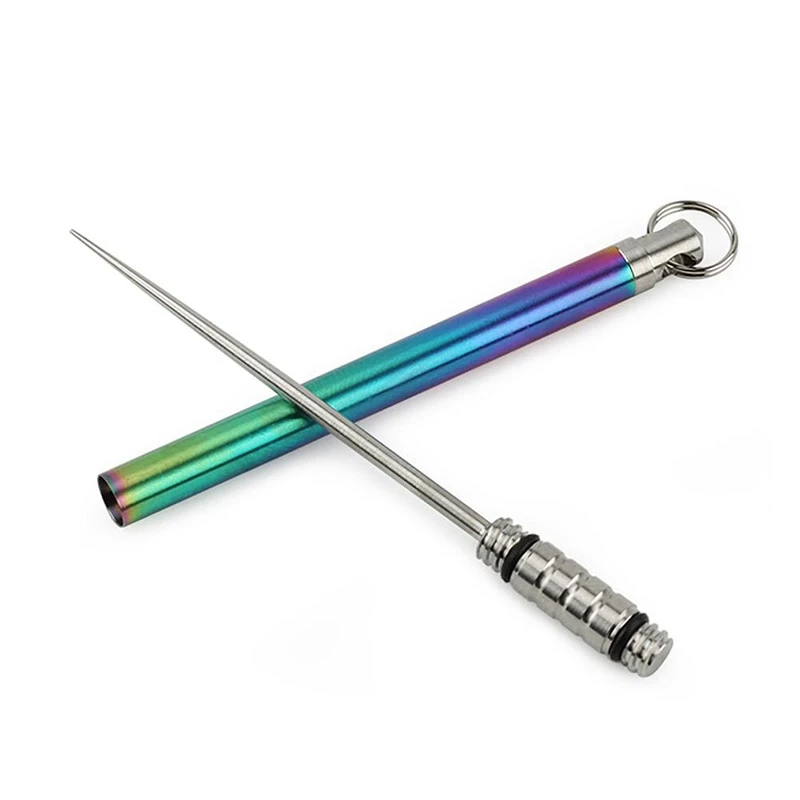 

ABSS-Titanium Alloy Outdoor Edc Toothpick Bottle Fruit Fork Camping Tool Titanium Toothpick Lightweight Portable Multi