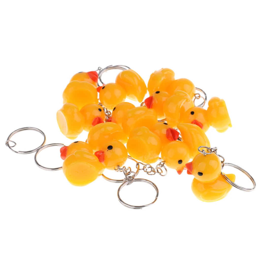 12 Pcs Key Chains Simulation Cute Yellow Duck Doll Figures Keychain Keyring Pendant Toy Gift Collectibles Keychain DIY Making