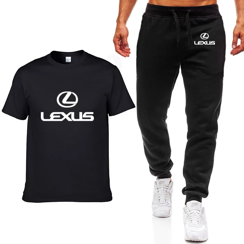 Модные летние мужские футболки с логотипом Lexus Car, Повседневная хлопковая футболка с коротким рукавом высокого качества, штаны, мужская одежда