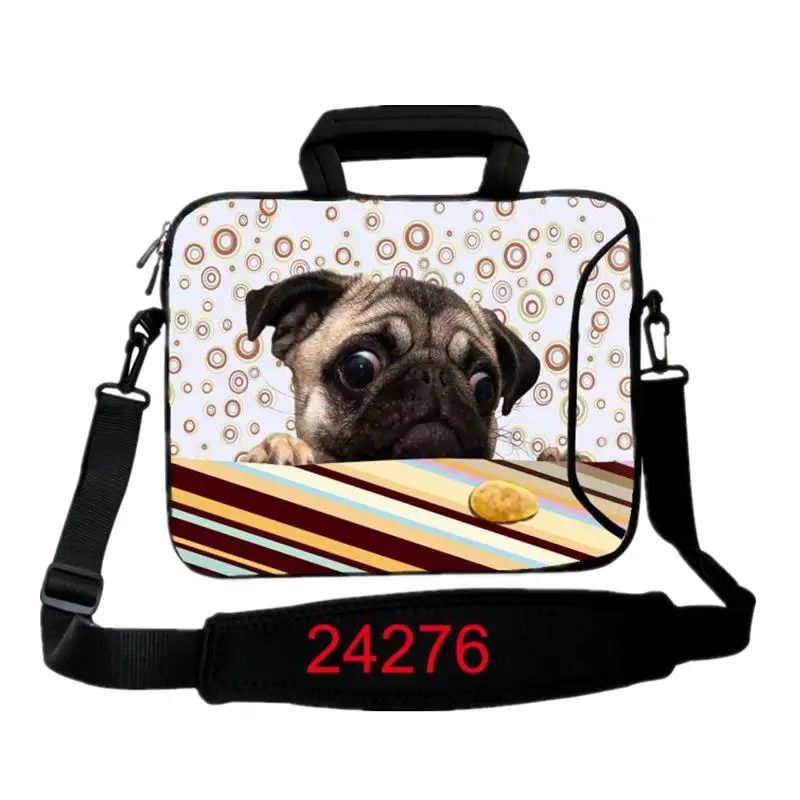10 12 13 14.4 15 17 Inch Pug Neoprene Notebook Sleeve CaseLaptop Shoulder Bag Cover Pouch For Asus Dell Toshiba HP Drop Shipping
