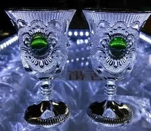

6pcs Kiddish White Goblet jade TIBET SILVER WINE CUP Cheap price Noble Vintage Garden Decoration 100% Tibetan silver BRASS