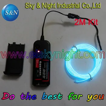 

Ice blue- color 2M EL Wire Tube Rope Battery Powered Flexible Neon Cold Light Car Decor With 3V Controlle
