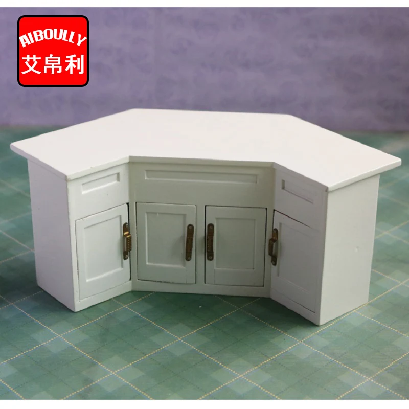 112 dollhouse Miniature Furniture Wooden White Corner Can open