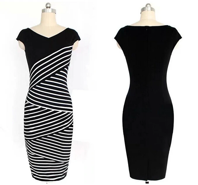 EAS 2016 Women Summer Dress Sexy Hip Stripe Pencil Dress Plus Size Casual Long Dress Party Maxi Dress Vestido de festa