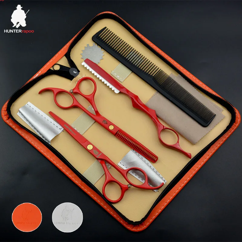 

30% off 5.5 inch red waterproof lacquer professional Stainless steel barber scissors set hairdresser salons hair cutting shear