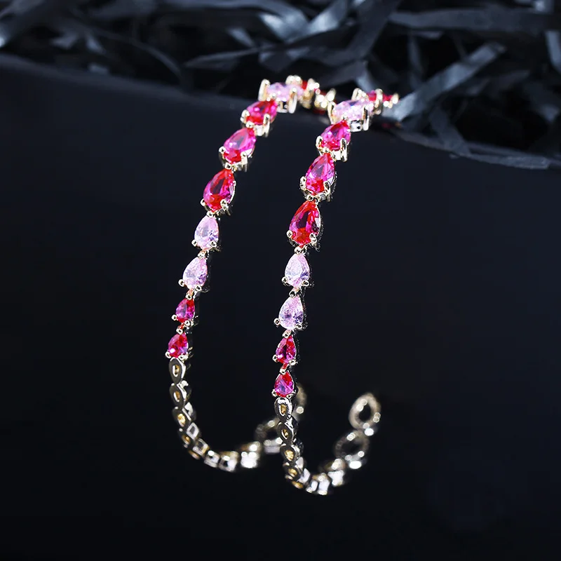 XIUMEIYIZU сверкающие Разноцветные серьги-кольца с кристаллами для женщин, высокое качество, CZ ювелирные изделия для подарка, вечерние