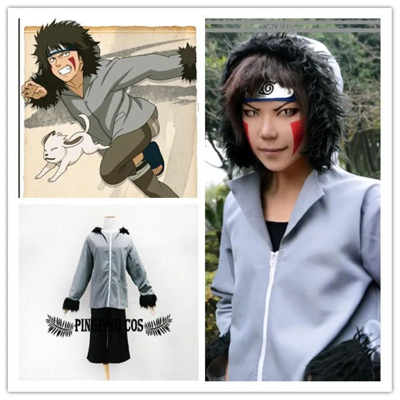 Naruto Shippuden Cosplay Costume Hidden Leaf Team 8 Inuzuka Kiba Outfit V1 Set 