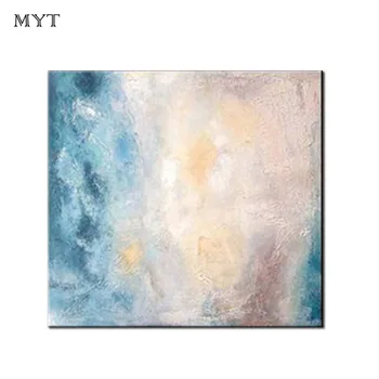 

Single Hand Painted Abstract landscape blue and pink scenery Oil Painting On Canvas Handmade Home Decor For Living Room Unframed