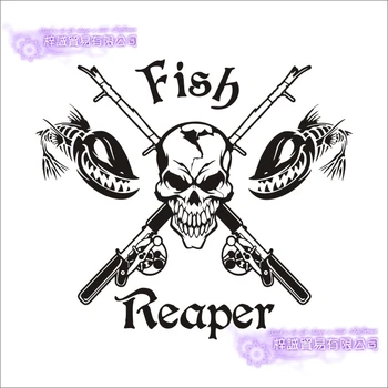

Fishing Sticker Car Skull Fish Reaper Decal Angling Hooks Tackle Shop Posters Vinyl Wall Decals Hunter Decor Mural Sticker