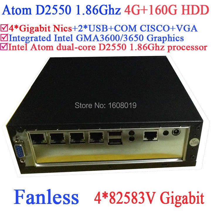 Thin Client Server with Intel Atom Dual Core D2550 1 86Ghz 4 82583V Gigabit Nics Wake