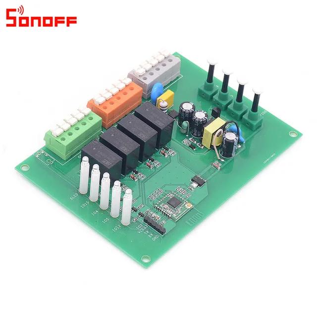 Itead Sonoff 4CH Wifi Smart Switch 4 Gang Wifi Light Switch Smart Home App Remote Interrupter Relay Works with Alexa Google Home