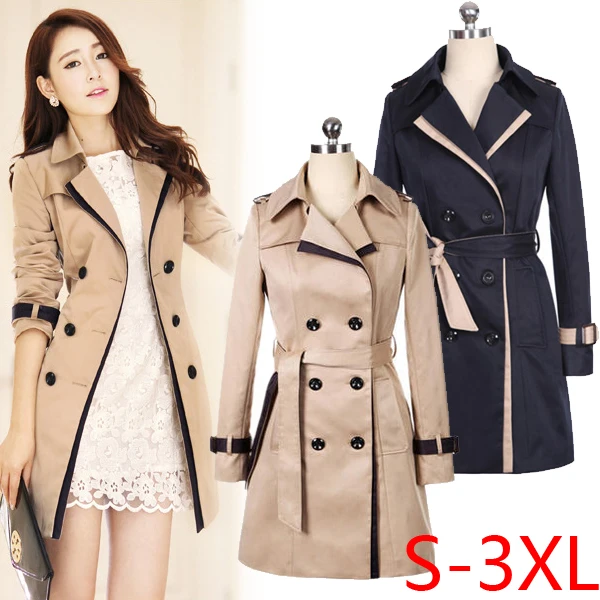 

2017 Trench Coat Spring autumn Korea New Fashion Women Coat Big yards Pure color Long Ladies Windbreaker Trench Overcoat
