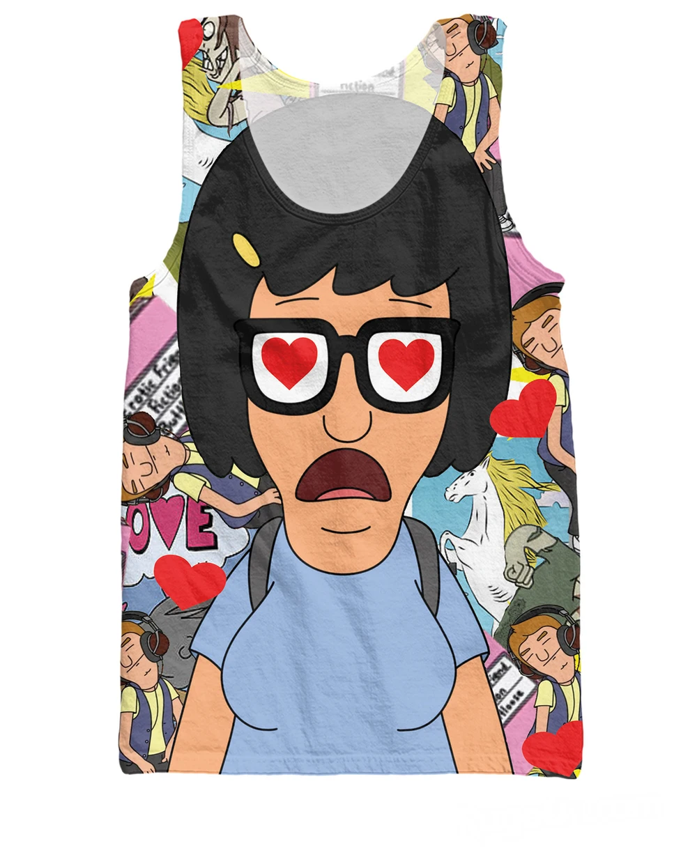 Женское мужское модное Джерси Tina Belcher майка неудобный маленький боб гамбургер Starlet 3d персонажи жилет плюс размер