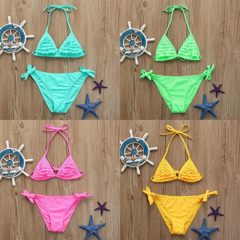 

2Pcs Kid Baby Girl Straps Dots Print Swimwear Bathing Bikini Set Clothes Outfits Bathing Suit Swimwear Girl 20