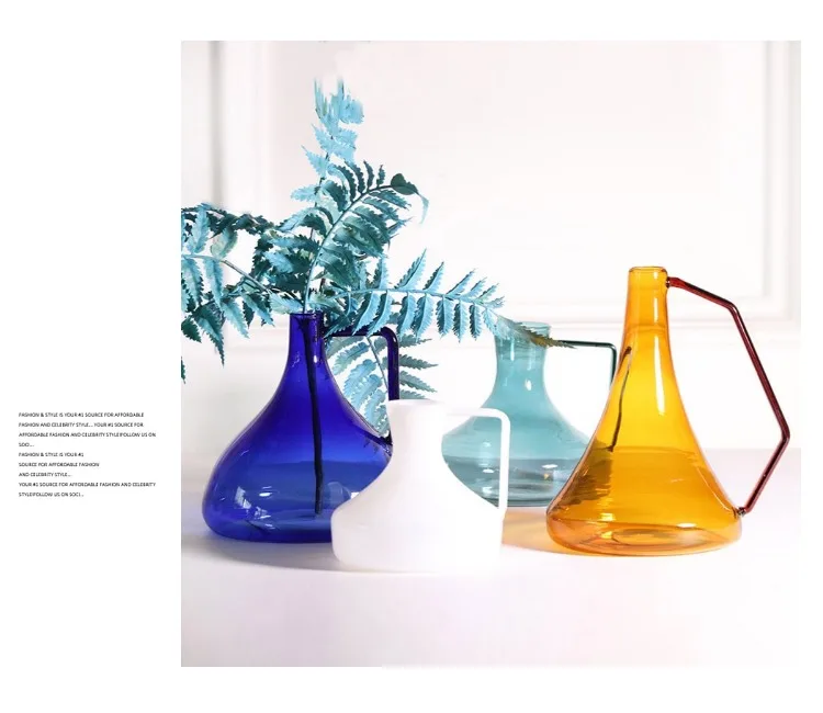 Простая цветная стеклянная бутылка для воды с узким горлышком, креативная ваза для цветов, универсальная стеклянная бутылка, декоративные украшения