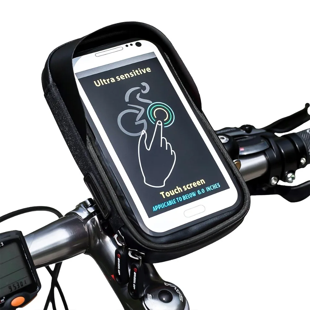 

SOONHUA Motorcycle Phone Holder Waterproof Bag Case 360 Degree Rotation TPU Touch Screen Handlebar Mount Holder With Sun Shield