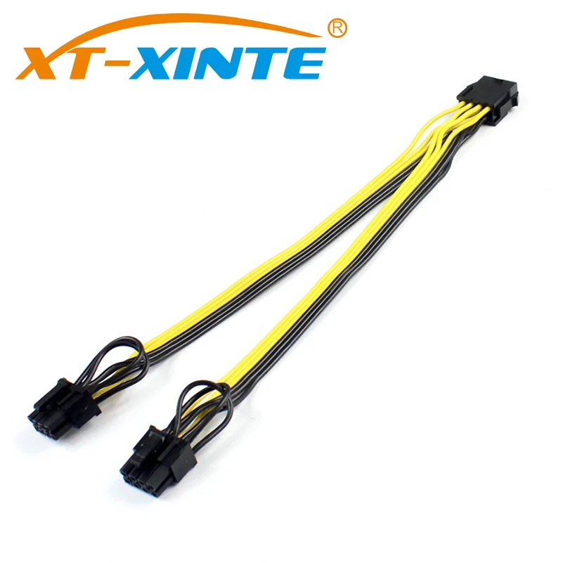 25cm CPU 8Pin to Dual 8Pin ( 6Pin + 2Pin ) Power Supply Cable Graphics Video Card PCI-E PCIe Splitter Cable Cord for Mining