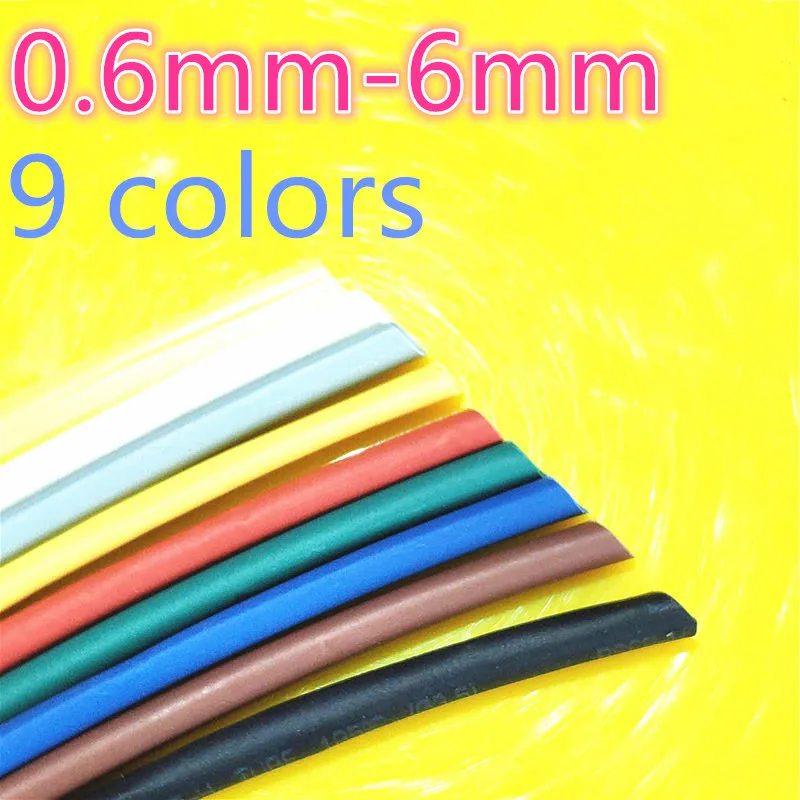 1Meter 2:1 9 Kleuren 0.6Mm 0.8Mm 1Mm 1.5Mm 2Mm 2.5Mm 3Mm 3.5mm 4Mm 4.5Mm 5Mm Krimpkous Krimpkous Buis Draad Dropshipping