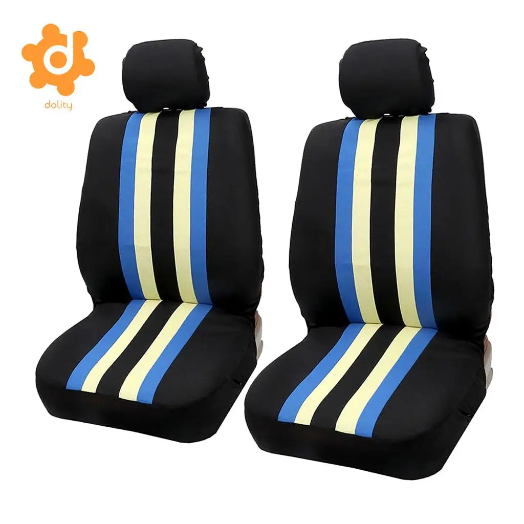 Car Fabric Front Rear Seat Covers Full Set Cushion Mat Protector Yellow