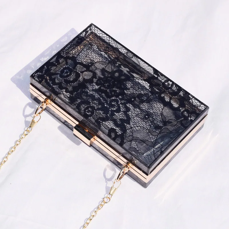 

Women Transparent Lace Clutch Bag Summer Beach Acrylic Mini Dinner Dress Party Luxury Handbag Women Bags Designer Bolsa Feminina