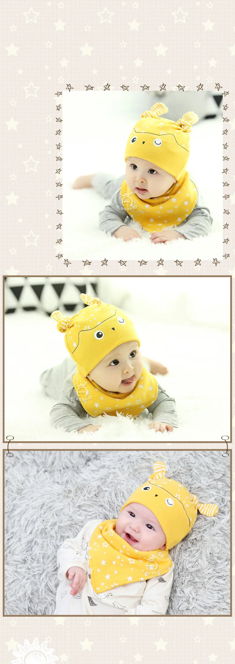 Новое поступление, модный детский хлопковый слюнявчик для новорожденных, год, комплект одежды для малышей(шапочка/нагрудник