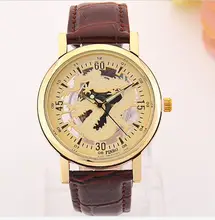 2016 Nueva famosa marca de lujo del relogio Reloj Hueco de las mujeres del vestido ocasional relojes hombres relojes de cuarzo reloj de pulsera de Cuero