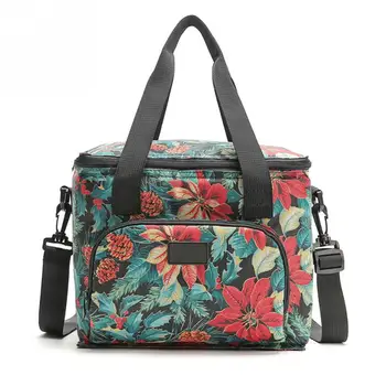 

New Oxford Double Layer Cooler Lunch Bag Printed Insulated Thermal Food Picnic Handbag Portable Shoulder Lunch Box Tote