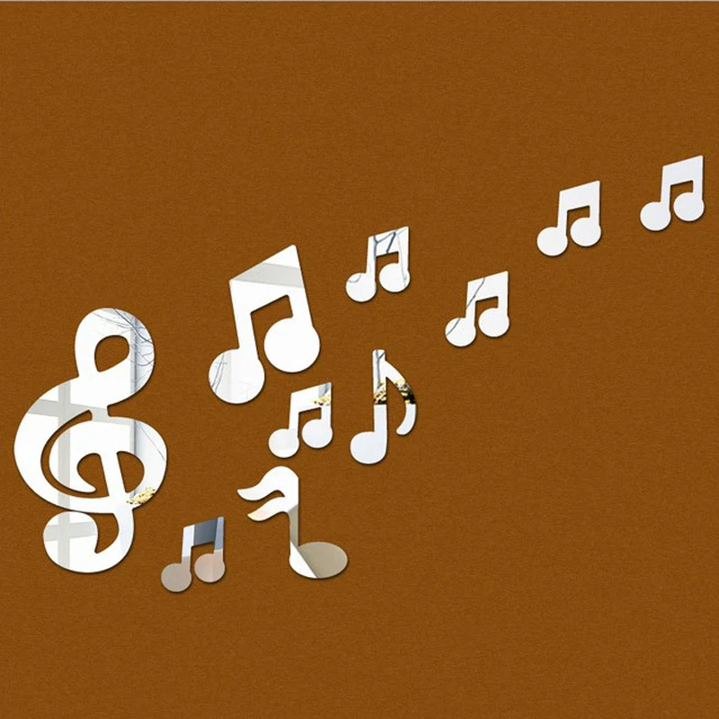 10Pcs DIY Removable Music Note Acrylic Mirror Wall Sticker Art Vinyl Home Decor 2019 Newest