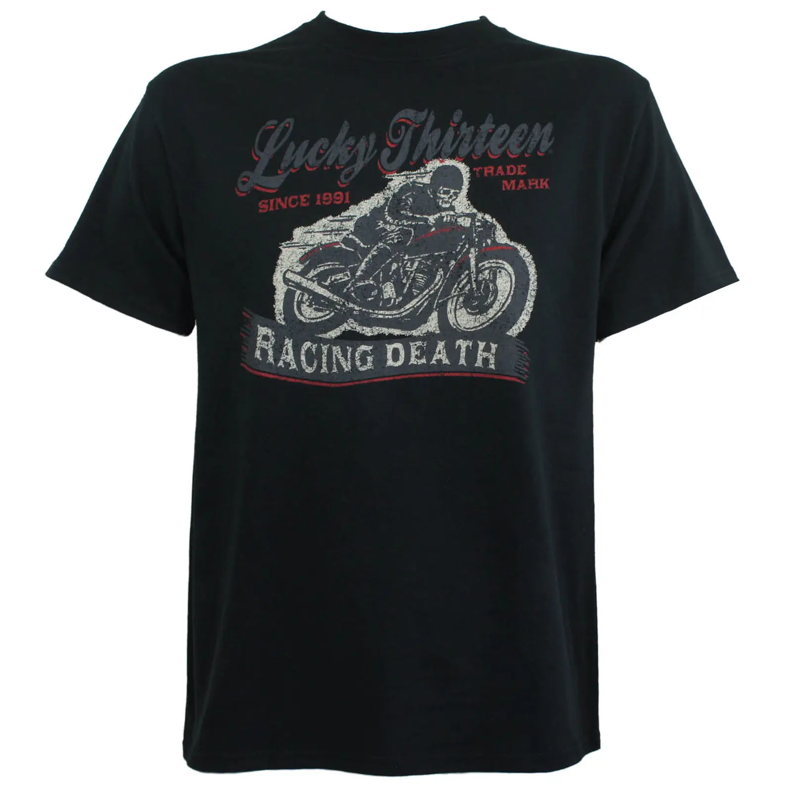 Аутентичные LUCKY 13 Racing смерть логотип Футболка M-4XL новый подарок футболка с