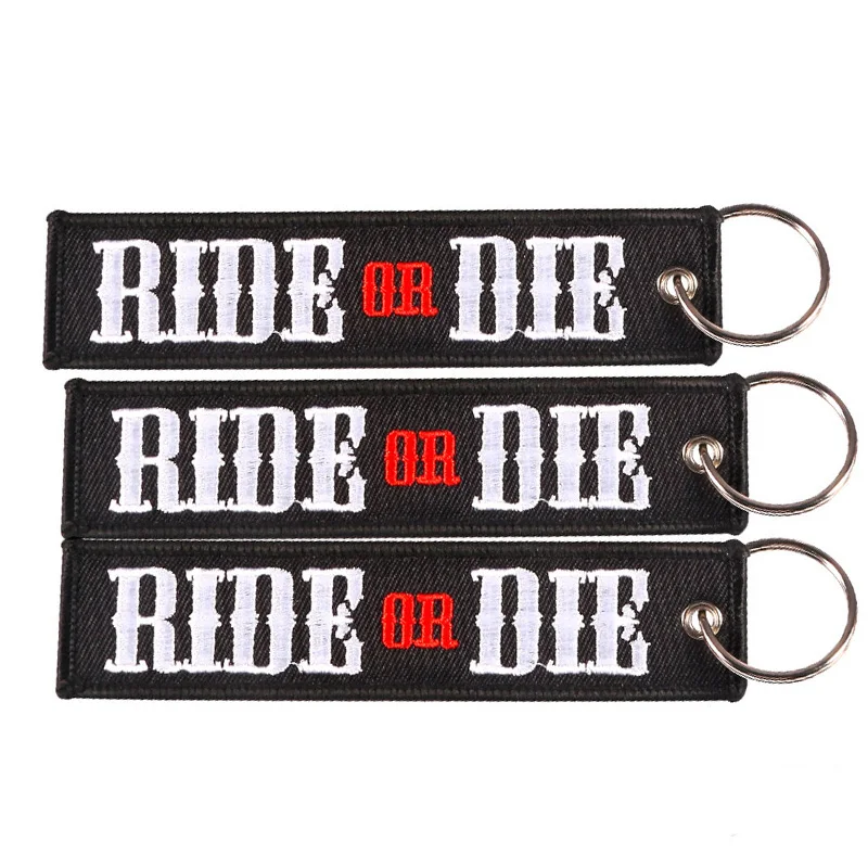 Помпоном ride Or Die брелок для мотоциклов и автомобилей брелки Porte Clef Emboridery буква, брелки для ключей, авиационный брелок автомобиля Keytag llavero