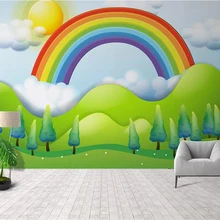 Настенные обои от beibehang ручная роспись дождь радуга детская комната фон стены гостиная спальня украшения 3d обои