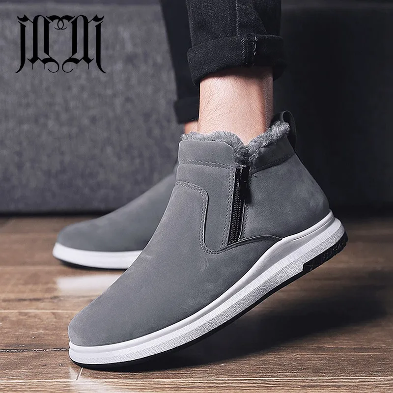 

MUMUELI Gray Black New 2019 Designer Casual Chelsea Men Shoes High Top Quality Fashion Luxury Flat Brand Work Snow Boots L-M2288