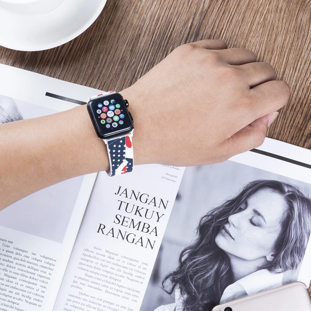 BEAFIRY флаг печать силиконовые резиновые ремешки для часов Ремни для Apple Watch 38 мм 40 мм для iwatch ремешок 42 мм 44 мм спортивный браслет