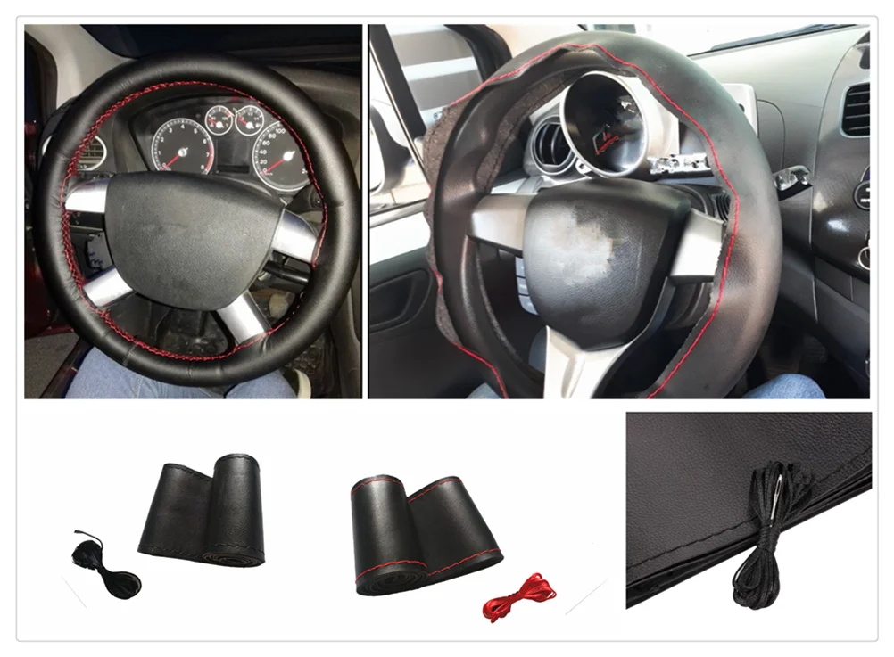

38CM DIY car steering wheel cover soft leather braided needle accessories for Hyundai HND-3 Veloster i10 LPI 30blue