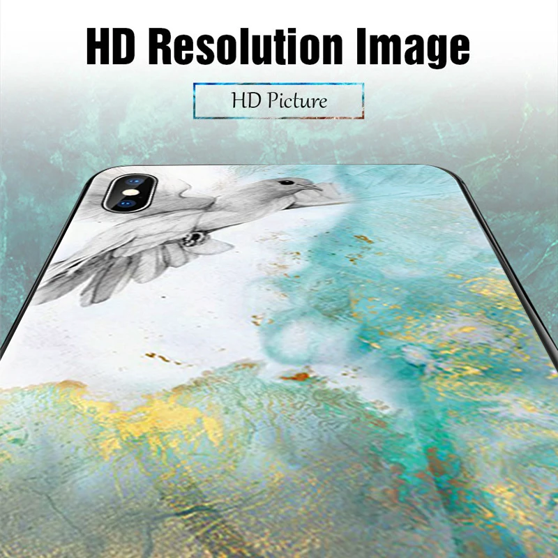 Стеклянный чехол с мраморным рисунком для iPhone 11 Pro X XR XS MAX роскошный из