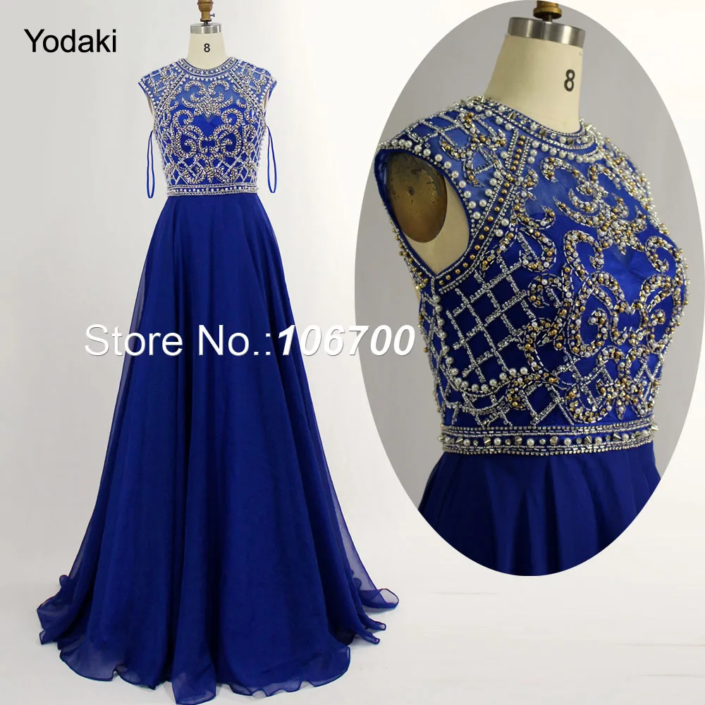 

Elegant Crystal Beaded Chiffon Evening Dresses 2018 A Line Cap Sleeves High Neck Open Back Long Many Colors Pageant Prom Gowns