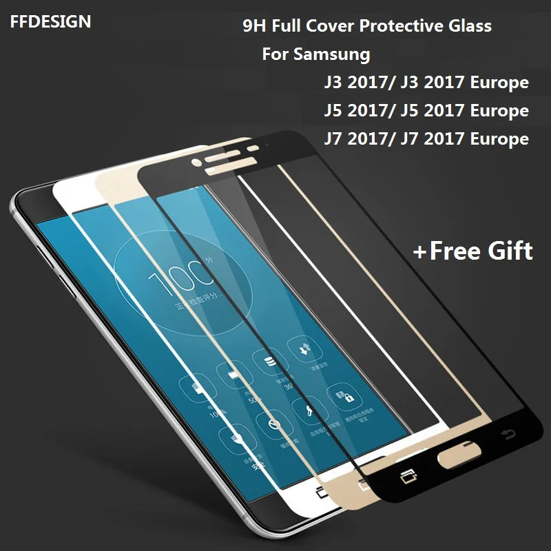 9H полное покрытие закаленное защитное стекло для Samsung Galaxy J3 J5 J7 2017 года версия ЕС