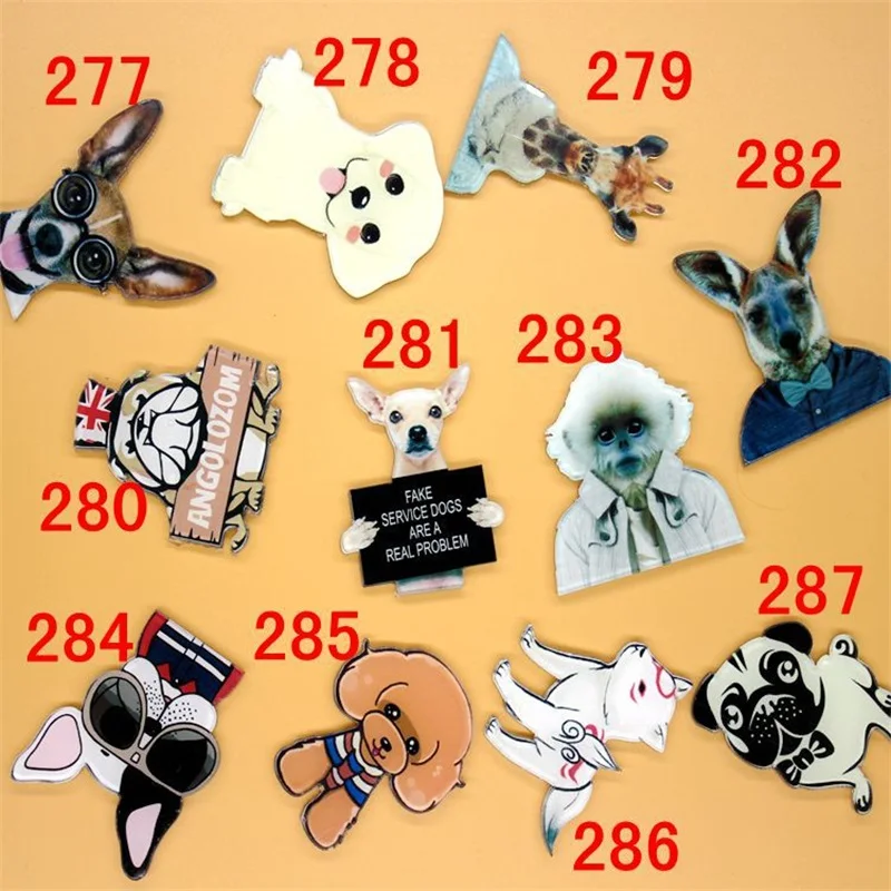 

1 PC Animals Acrylic Brooches Pug Dalmatians Dog Teddy Brooches Backpack Student Clothes Brooches Pins Bag Decor Brooch Badge