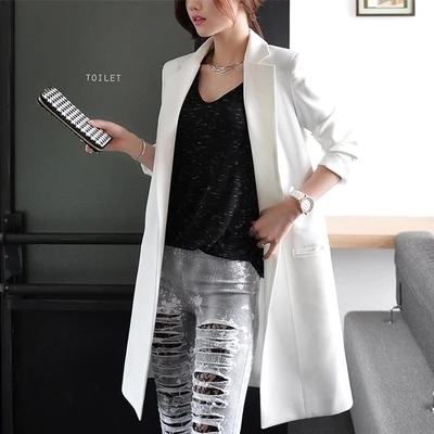 New 2017 Women Fashion OL Ong Sleeve Blazers Office Long Suit Jacket Feminino Bussiness Work Plus Size E969