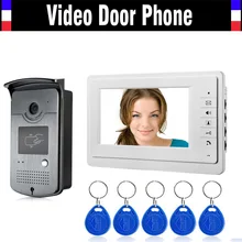 Comercio al por mayor de 7 Pulgadas de Monitor de Video Teléfono de Puerta de Intercomunicación Timbre de la Puerta Sistema de Cámara de INFRARROJOS RFID Lector de Tarjetas HD Cámara Timbre de Intercomunicación 1V1