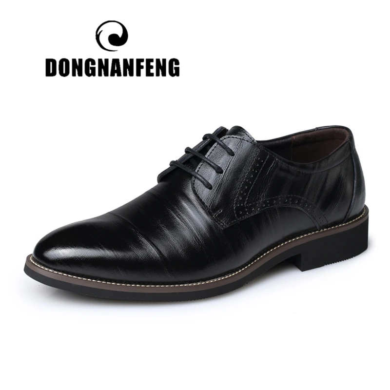 

DONGNANFENG Men's Male Casual Cow Genuine Leather Shoes Oxford Business Lace Up Pointed Toe Spring British Size 47 48 SY-2538