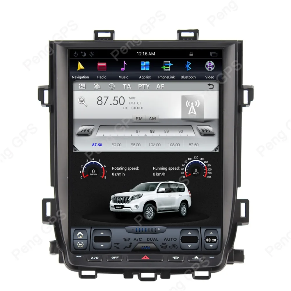 12," ips экран Android 7,1 Автомобильный gps навигатор dvd-плеер для Toyota Alphard 2007-2013 Tesla стиль 4 ядра 1080P wifi головное устройство
