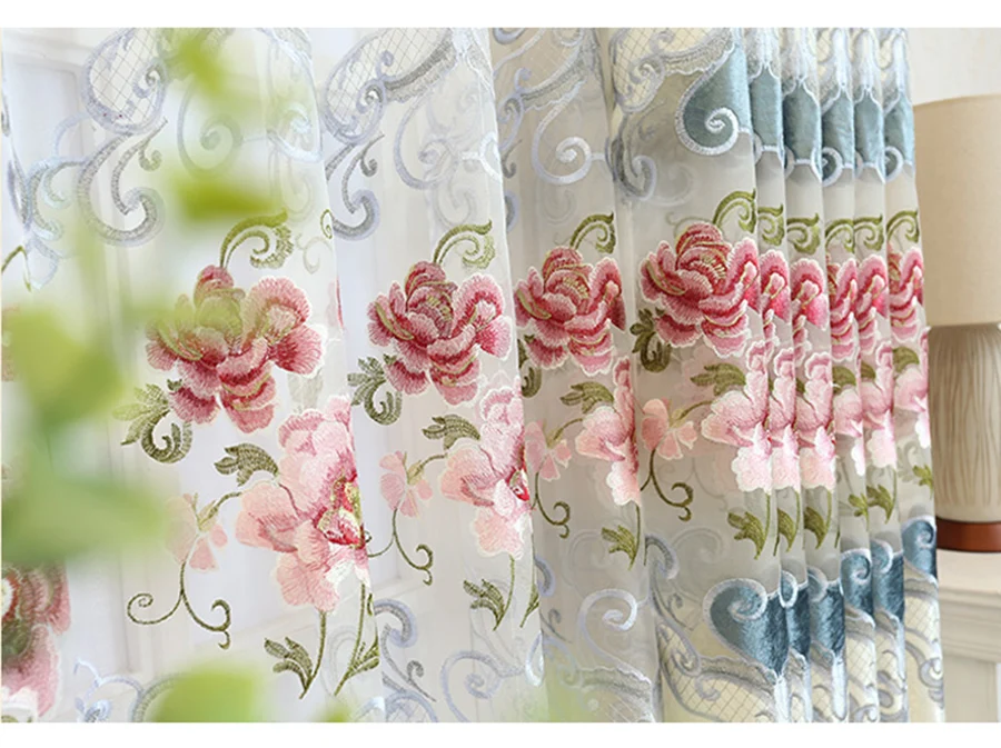 Европейский роскошный полый растворимый оконный экран с вышивкой, занавески для гостиной, спальни, оконные занавески, отвесная ткань, M024-40
